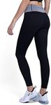 TCA Women's Pro Performance Supreme High Waisted Yoga Running Leggings - Black/Grey Marl, S