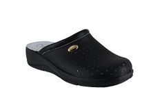 San Malo Womens Leather Clogs Kitchen Garden Heeled Mules Shoes - Main Colour: Black | Shoe Size: UK 7