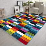 renoazul® Multi Colour Area Rugs for Living Room, Hallway, Bedroom and Office, 200 x 290 cm, Cube, Soft Thick Pile Fluffy Thick Plush Polypropylene Carpet