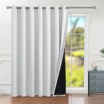 BGment Sliding Door Curtain for Patio, Room Divider Curtain 100% Blackout Double Layers Extra Wide Curtain with Liner, 1 Panel, 100 x 96 inch, Greyish White