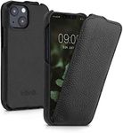 kalibri Flip Case Compatible with Apple iPhone 13 Mini - Ultra Slim Leather Protective Phone Cover - Black