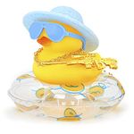 Zelobely Car Duck Rubber Duck Car Ornaments Duck Car Dashboard Decorations with Mini Crown and Necklace, Transparent Duck