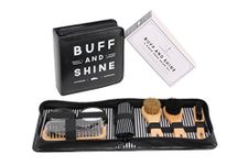 CGB Giftware The Dapper Chap 'Buff & Shine' Shoe Cleaning Kit | Includes: 3 Assorted Brushes | Black and Neutral Shoe Polish | ART372