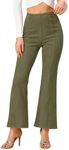 Allegra K Women's Casual High Waist Flared Hidden Side Zipper Solid Knitted Long Pants Army Green Medium