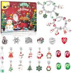 Christmas Advent Calendar Bracelet 2023 for Girls, 24 Days Christmas Countdown Calendar with 22PC DIY Charm Beads and 2 Bracelets, Xmas Stocking Stuffer Gifts Idea,Best Gifts for Girls Kids Teens