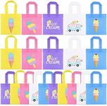 20Pcs Ice Cream Party Favor Bags, Ice Cream Reusable Non-Woven Gift Bag, Ice Cream Goodie Candy Tote Bag for Kid's Ice Cream Theme Party Supplies Girl Sweet Birthday Summer Baby Shower Decorations