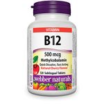 Webber Naturals Vitamin B12 500 mcg, Quick Dissolve, 120 Tablets, Natural Cherry Flavour, Supports Energy Production and Metabolism