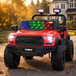 Baybee POBO Battery Operated Jeep for Kids, Ride on Toy Kid Car with RGB Windshield Light & Music | Electric Jeep Battery Car | Baby Big Cars for Kids to Drive 3 to 8 Years Boys & Girls (Red)