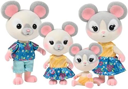 Sunny Days Entertainment Honey Bee Acres Cheddars Mouse Family – 4 Miniature Flocked Dolls | Small Collectible Figures | Pretend Play Toys for Kids