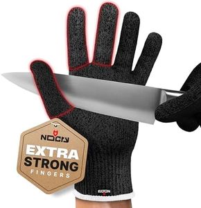 NoCry Cut Resistant Work Gloves for Women and Men, with Reinforced Fingers; Comfortable, 100% Food Grade Kitchen Cooking Gloves; Ambidextrous Safety Cutting Gloves; Level 5 Protection; Black