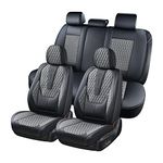 Coverado Car Seat Covers Full Set, Nappa Leather Seat Covers for Car, Waterproof Car Seat Protector with Lumbar Support, Automotive Seat Covers Universal Fit for Most Cars SUV Trucks (Gray)