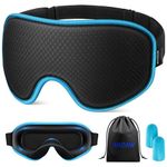 WAOAW Sleep Mask Blackout Eye Masks for Sleeping - 3D Breathable Soft Comfortable， Adjustable Light Blocking Night Sleeping Mask（Blue）