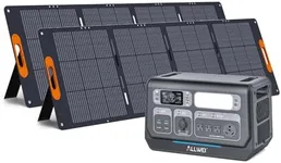 ALLWEI LiFePO4 Solar Generator 2400W with 2x 200W Solar Panels, 2048Wh Portable Power Station, Fast Charge in 1.5H, 4 AC Outlet, Home Battery Backup for RV Outdoor Camping Emergency Power Outage