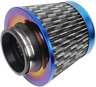 Cold Air Intake Filter, High Performance, Washable Filter, Clamp-On Replacement Air Filter, Flange Diameter 3inch/76mm Carbon Fiber Pattern