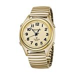 Hearkent Atomic American English Talking Watch Speaks Clear and Loud Time, Date and Alarm time Stretch Band is Best Gift for Senior,Visually impaired, or Blind People, gold, classic