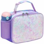 Bagseri Lunch Bag for Girls - Kids Lunch Box for Girls Reusable Leak-Proof and Insulated Kids Lunch Bag Toddler Lunch Box for Daycare and School, Glitter Purple Tie-dye (Water Bottle Not Included)