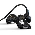 BASN Bsinger PRO in Ear Monitor Headphones for Musicians, Dynamic Driver Noise Isolating Earphones with 2 Detachable MMCX Cables (Black)