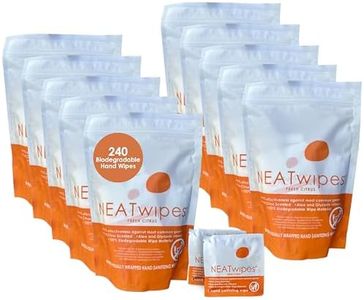 NEATwipes Hand Sanitizing Wipes | Travel Essentials | Disposable Wet Wipe & Planet Friendly | Fresh Citrus Essential Oil | 10 Pouches of 24 Individually Wrapped Wipes