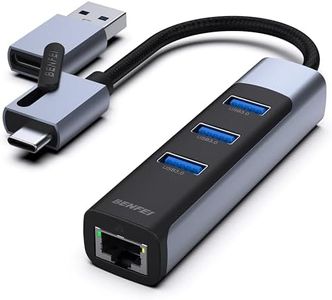 BENFEI 2in1 USB-C/USB 3.0 to Ethernet Adapter with 3*USB 3.0 Ports Compatible for iPhone 15 Series, MacBook Pro/Air 2023/2022/2021/2020/2019 and More