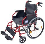 Aidapt Folding Lightweight Self Propelled Aluminium Wheelchair with Brakes, Extra Wide Seat (18") Lap Strap, Removable Foot Rests and Side Panels for Privacy. Indoor and Outside Use