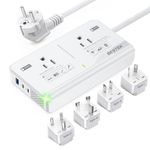 BESTEK 220V to 110V Converter for European, 2000W Travel Voltage Converter with 2 AC 2 USBC 1 USBA Ports, Travel Plug Adapter for Hair Straightener