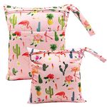 FenFang Wet Bag, Wet Dry Bags for Cloth Diapers Nappy Daycare Organiser Storage Bags, Waterproof Washable Reusable Zipper Bag (Pink)