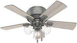 Hunter Fan Company Crestfield 42-inch Indoor Matte Silver Casual Ceiling Fan with Bright LED Light Kit, Pull Chains, and Reversible WhisperWind Motor Included
