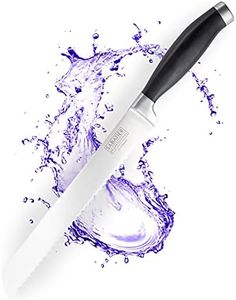 Sabatier Professional Broad Serrated Bread Kitchen Knife - 8in/20cm Taper Ground Stainless Steel Blade, Matt Black Rubberised Comfort Handle. Sharp for Longer, Lifetime Performance 25yr Guarantee