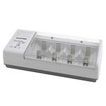 LLOYTRON Universal Home Battery Charger for AA / AAA / C / D / 9V (PP3) NiMh / NiCd Rechargeable Batteries - Charge 2 or 4 Batteries at Once - B044 - Grey