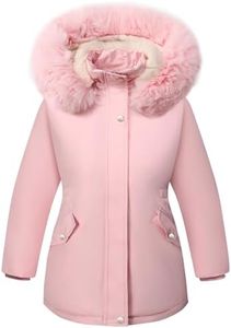 Arssm Girl's Winter Coat Long Waterproof Kids Outerwear Warm Parka Puffer Jacket with Hood(Pink-11Y)