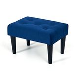 BRIAN & DANY Small Foot Stool, Velvet Footstool with Wood Legs, Footstools for Living Room, Ottoman Footrest Extra Seating for Entryway, Blue