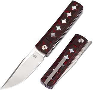 KATSU M390 Steel Pocket Knife, Carbon Fiber Handle with Mother of Pearl Inlays, Liner Lock, EDC Folding Knife for Camping Hiking, Japanese Folding Knife