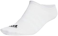adidas Unisex Thin and Light 3 Pairs No Show Socks, White/Black, L