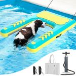 Inflatable Dog Pool Ramp, 59"x 39" Extra Large Dog Boat Ramp for Dogs Up to 240 lbs for Lakes Docks, Non-Slip Puncture-Resistant Dog Dock Platform Swimming Float Water Ramp Ladder Steps Pup Plank