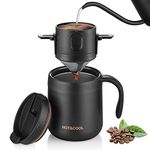 ONEISALL Camping Portable Coffee Maker Set with Stainless Steel Coffee Mug + Collapsible Pour Over Coffee Filter - for Travel Camping Offices Backpacking