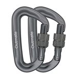 Outmate 12kN Heavy-Duty Carabiner Clips - Durable, Lightweight Aluminum Alloy Carabiners for Hiking, Camping, Keychains, Dog Leashes, Hammocks & More(Screw gate,2 Dark Grey)