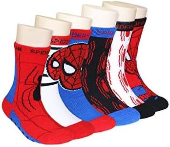 Marvel Super Hero Adventures Spider-Man Baby-Boys Toddler Socks with Grippers, 6 pack, Red/Blue, 5-7 Years