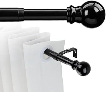 1 Inch Adjustable Grommet Curtain Rod-Black Curtain Rods for Windows 34 to 100" Drapery, Heavy-Duty living room curtain rod with 3 Brackets,Curtain ring for Bedroom, Kitchen Outdoor Patio