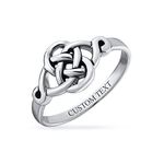 Personalize Best Friends Irish Celtic Love Knots BFF Infinity Promise Ring 2MM Band For Teen Women Oxidized .925 Sterling Silver Custom Engraved