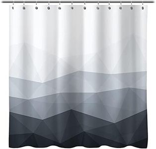 Sunlit Designer Shower Curtain with 12 Plastic Hooks Ombre Gray Fabric Shower Curtains for Bathroom Decor, Contemporary Bathroom Curtains, 71x71 inch