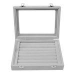 kuou 7 Slots Velvet Jewellery Box for Ring Earring Necklace, Jewellery Display Box Tray Case Organiser Clear Container Showcase