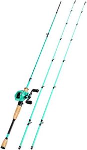 Sougayilang Baitcaster Rod and Reel Combo, 2Pc Fishing Pole and Baitcasting Combo-Green-5.9ft, A-Turquoise-Right Handed