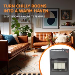 WARMGLOW Portable Gas Heater, 4.1KW Indoor – Grey, 3 Heat Settings, ODS, Wheels