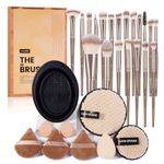 MAANGE Makeup Brushes 30 Pcs Makeup Tool Set with Gift Box, Multi-functional Makeup Kit Powder Brush Make up Brushes Set for Women Girl (Champagne, 30 Piece Set)