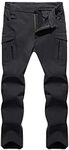 TACVASEN Winter Trousers Mens Waterproof Softshell Trousers Fleece Snow Ski Warm Skiing Trousers Pockets, 36, Black
