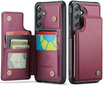 Vinich for Samsung Galaxy S24 FE Wallet Case with Card Holder, RFID Blocking Credit Slots Kickstand Shockproof Phone Cover for Women Men, Red