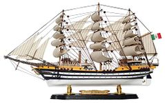 SAILINGSTORY Wooden Model Ship Amerigo Vespucci 1/190 Scale Replica Ship Model Schooner Sailboat Décor