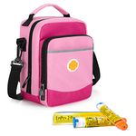 CURMIO Insulated Epipen Carrying Case, Medicine Supplies Bag with Shoulder Strap for 2 EpiPens, Auvi-Q, Spacer, Vials, Nasal Spray, Asthma Inhaler, Allergy Medicine Travel Bag, Pink