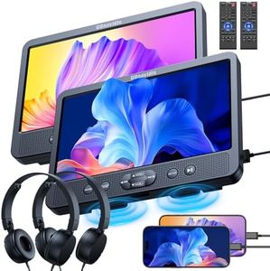 GOnavidio Lettori DVD per Auto Doppi da 10,1'' con Ingresso HDMI, Caricatore da Muro, 2 Cuffie, Supporto Regione Libera, Ultima Memoria, Ingresso AV e Uscita AV, Scheda USB/TF (2 lettori DVD)