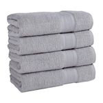 Trident Towels for Bath, 100% Cotton, Highly Absorbent, Bathroom Towels, Super Soft, 4 Piece Bath Towel Set, Soft Comfort, 500 GSM, Silver